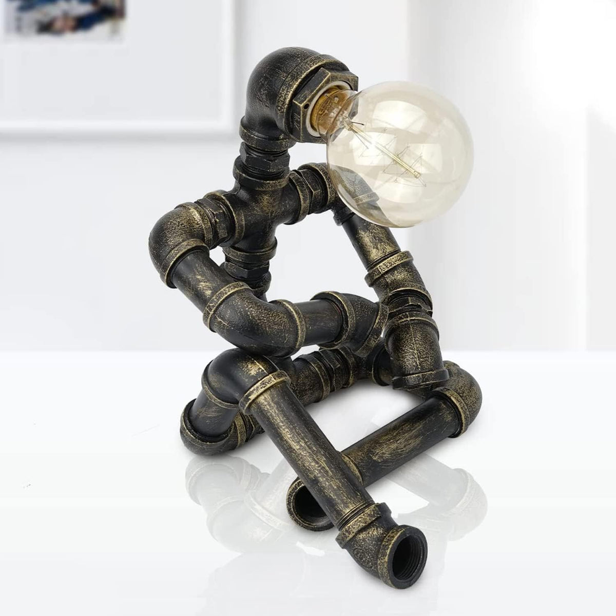 Bronze Iron Water Pipe Robot Lamp D925