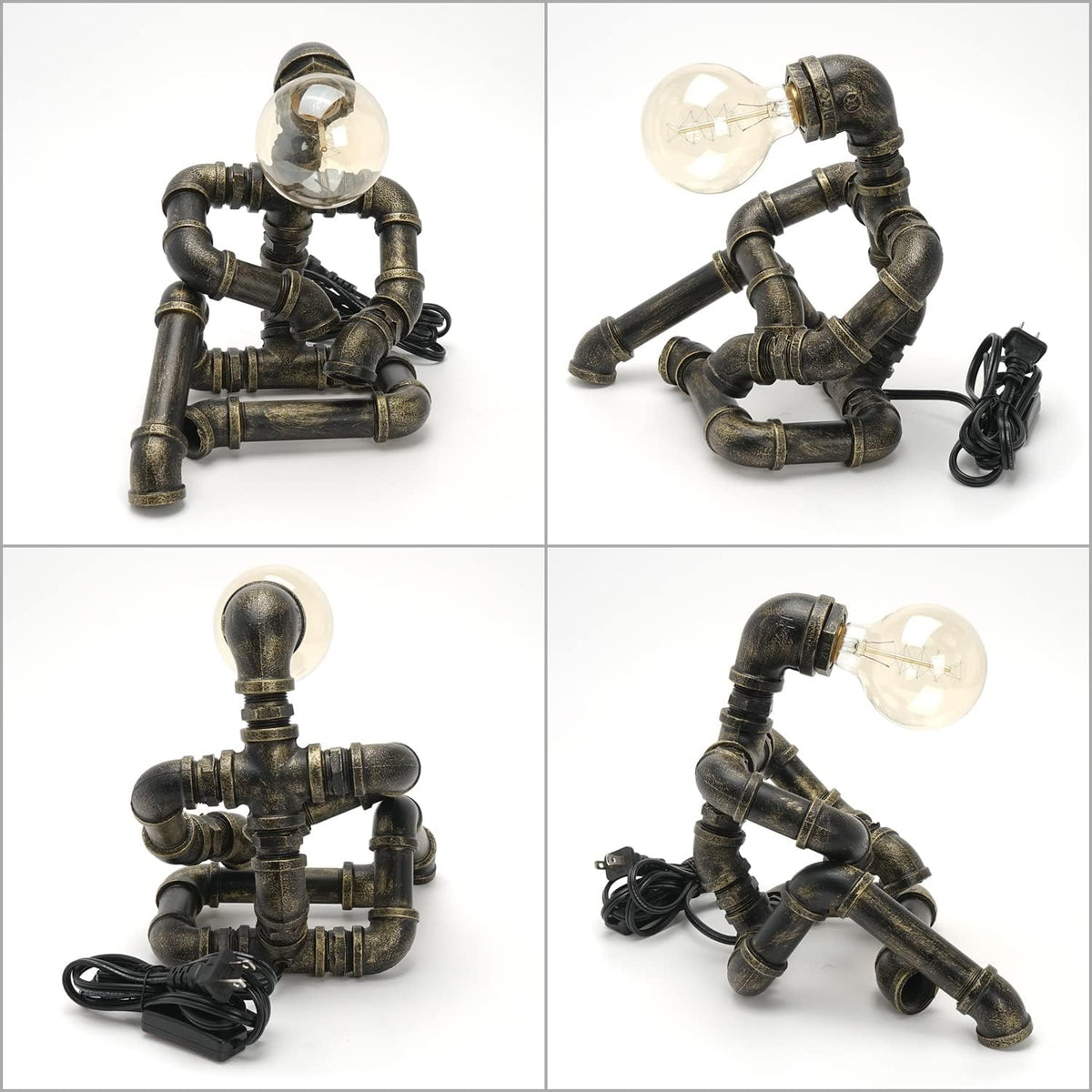 Bronze Iron Water Pipe Robot Lamp D925
