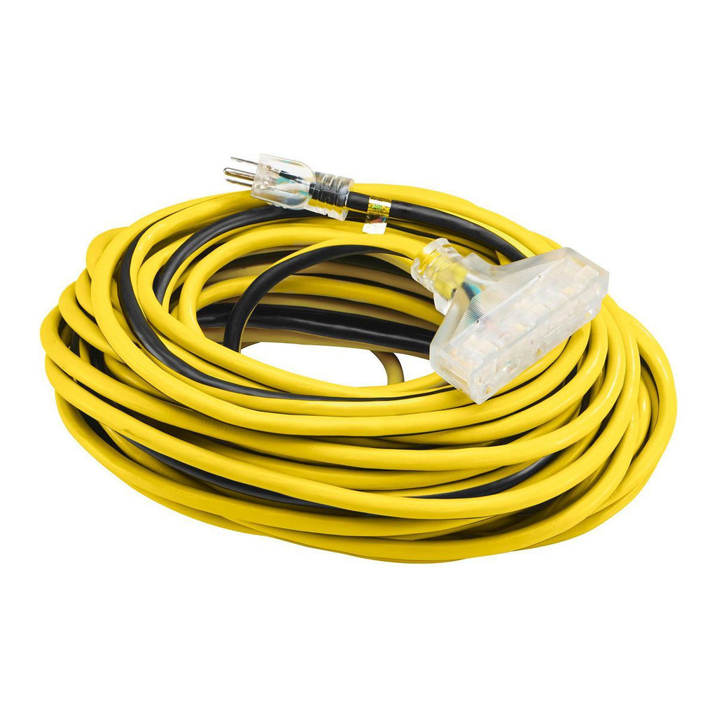 100 ft. 12/3 Gauge Multiple Outlet Extension Cord with Indicator Light, Yellow, Black X395