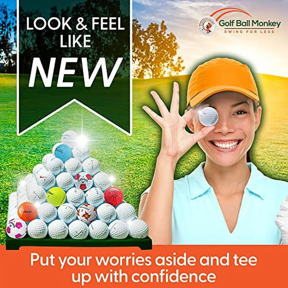 50 Pack Recycled Golf Balls with 15 Tees and Mesh Carrying Bag C68324