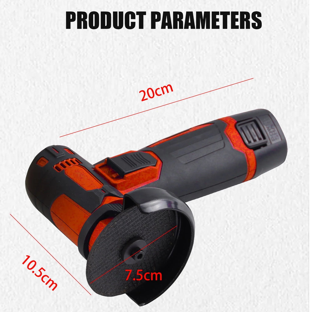 12V Cordless Angle Grinder Kit 3 Inch 19500 rpm with 2 1300mAh Lithium-Ion Battery E441893