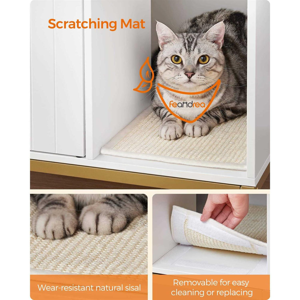Modern Cat Litter Box Enclosure with Scratching Mat X257