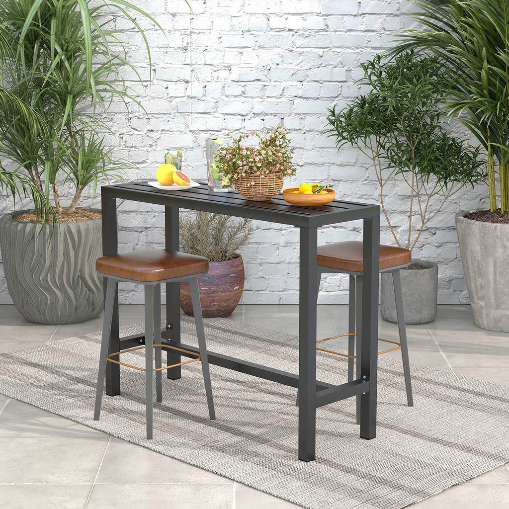 Outdoor Metal Bar Table 55'' Patio Counter Height Dining Table Black P708139