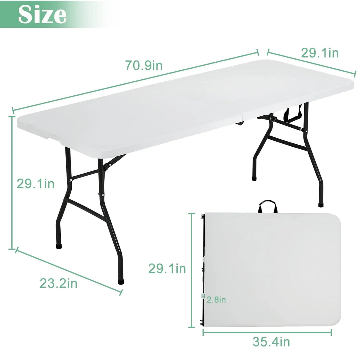 6ft Folding Plastic Table with Carrying Handle S6984