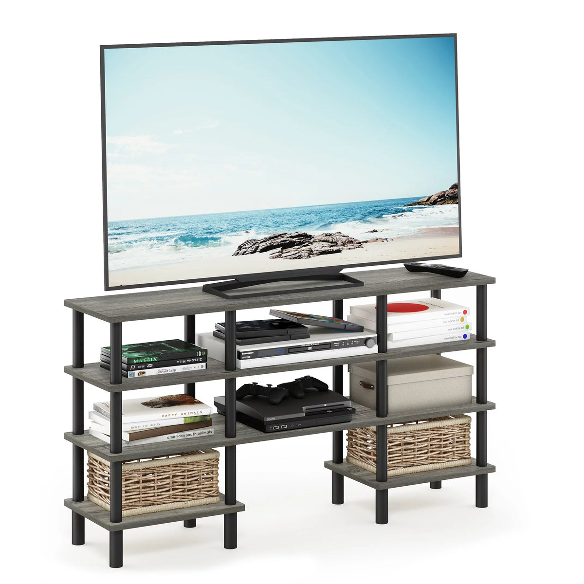 4-Tier Espresso Black TV Stand L89837