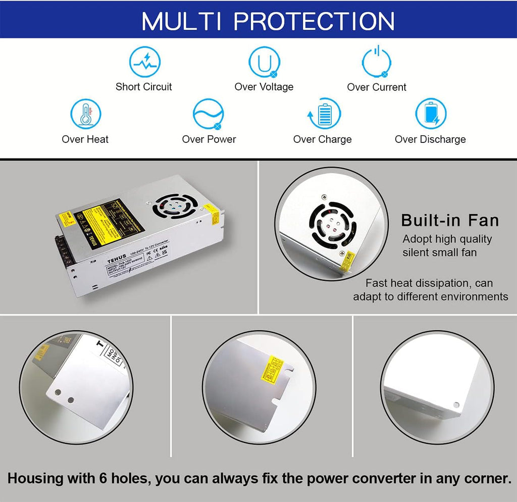 110V/220V to DC 12V 25A 300W Switching Power Supply N3821