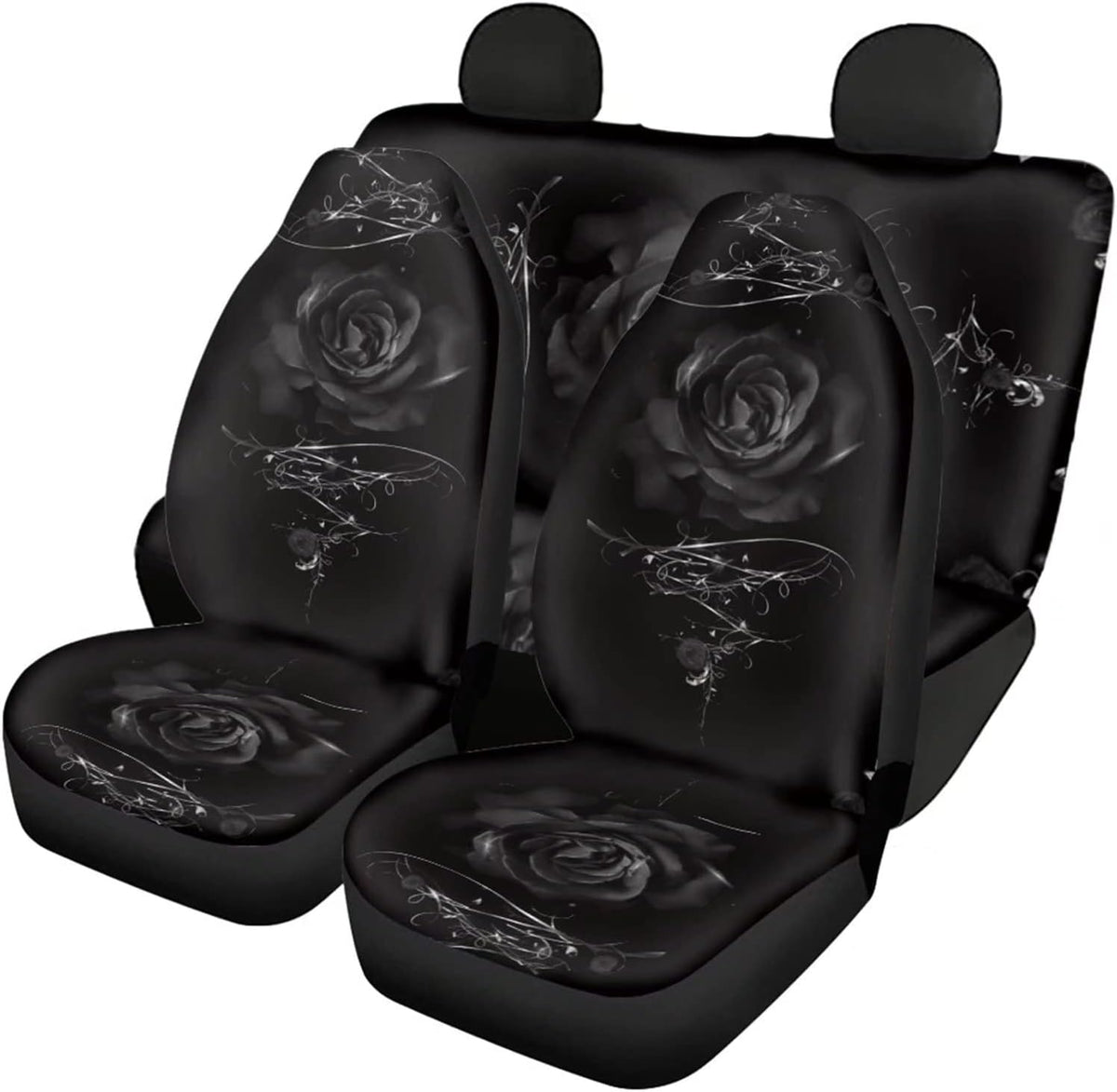 Blue Butterfly Floral Moon Pattern Car Seat Covers Pack of 2 D4496