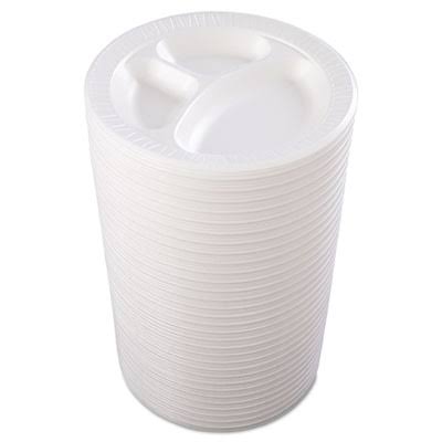 White 3 Compartment Laminated Foam Plate B905