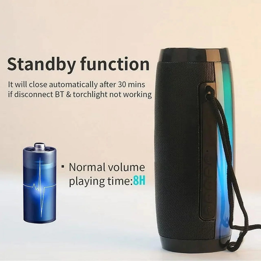 Black Portable Bluetooth 5.0 Speaker with LED Lights and 360 Stereo Sound O305