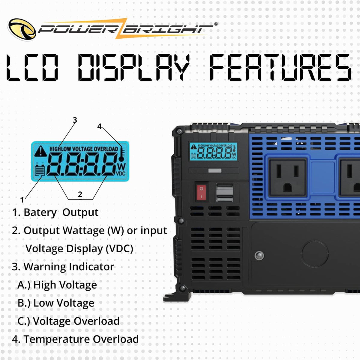 1100 Watts 12V to 110V Modified Sine Wave Power Inverter G918103