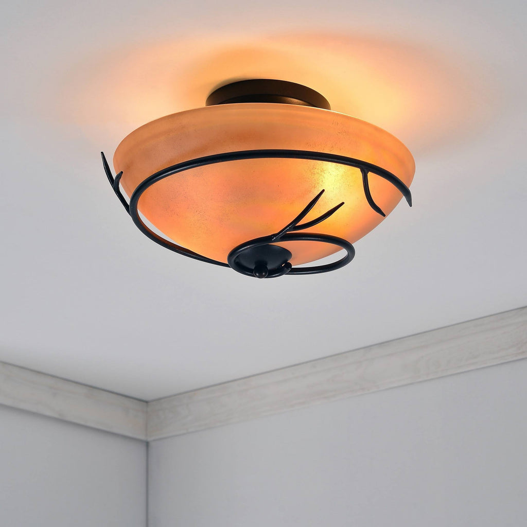 Blackened Bronze 2-Light Flush Mount L1304