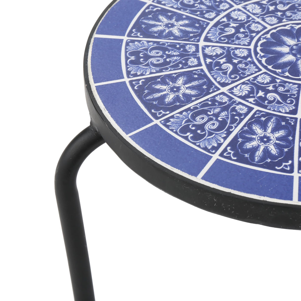 Outdoor Ceramic Tile Side Table with Iron Frame Z10292