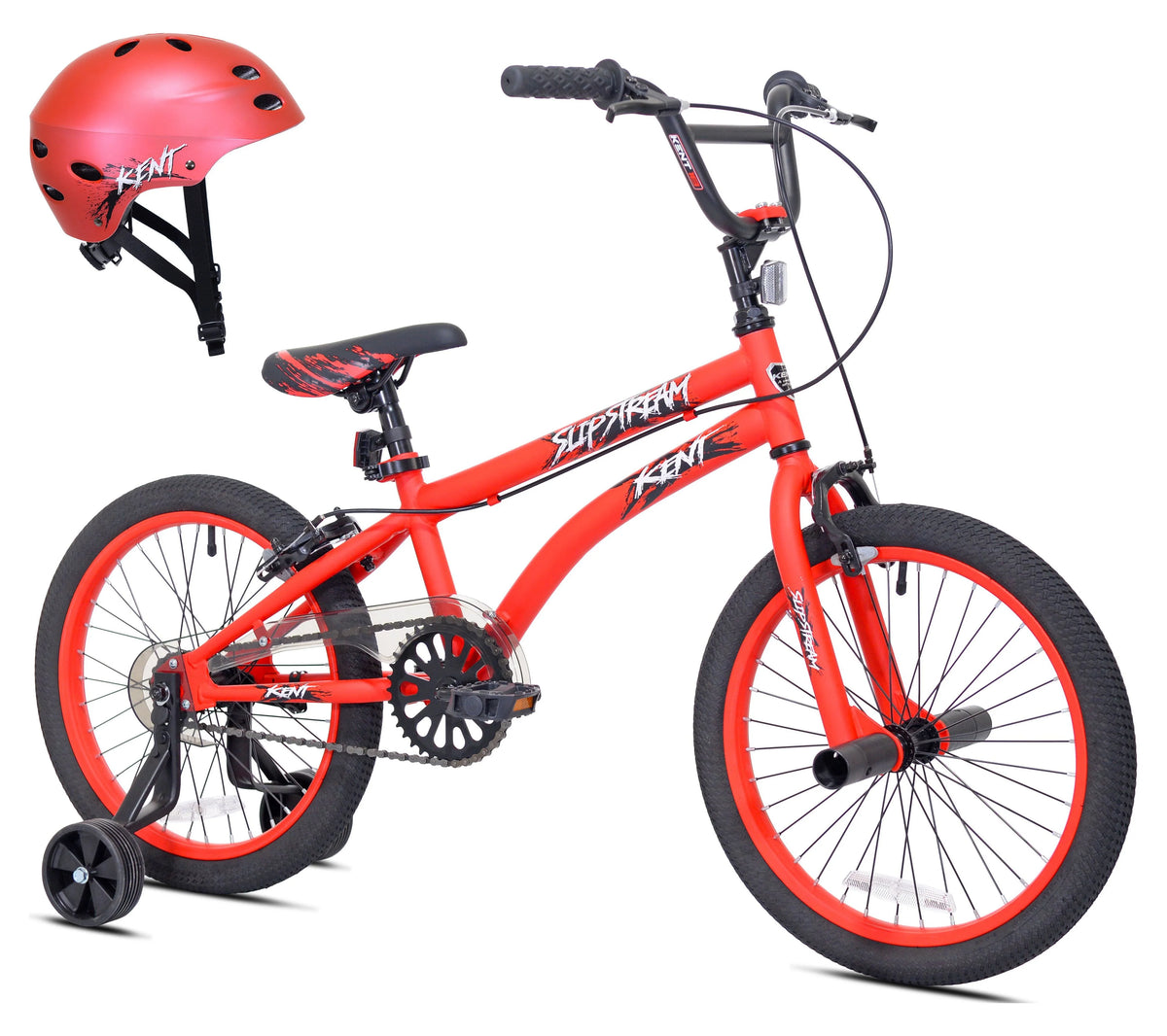 18 Boy's BMX Bicycle with Helmet, Red B90076