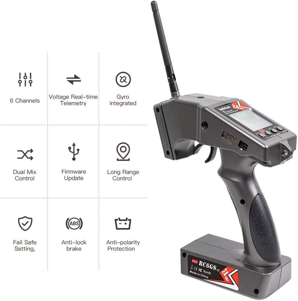 6CH RC Transmitter and Receiver 2.4g Gyro Telemetry Remote Controller X75859