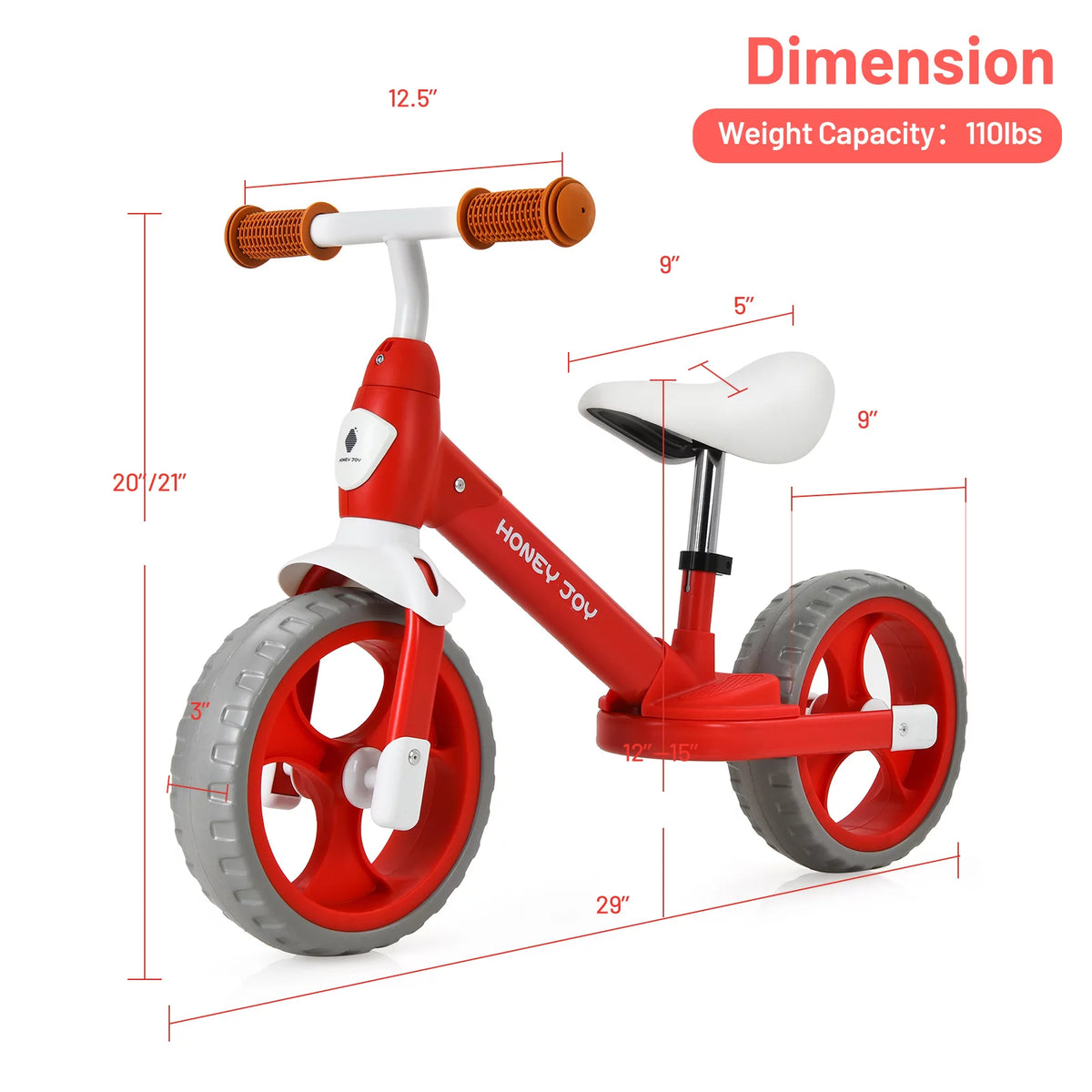 Kids Balance Bike with Feetrests Red D1859