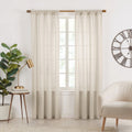 Semi-Sheer Stripe Organic Cotton Window Curtain Pair White 84 N43953