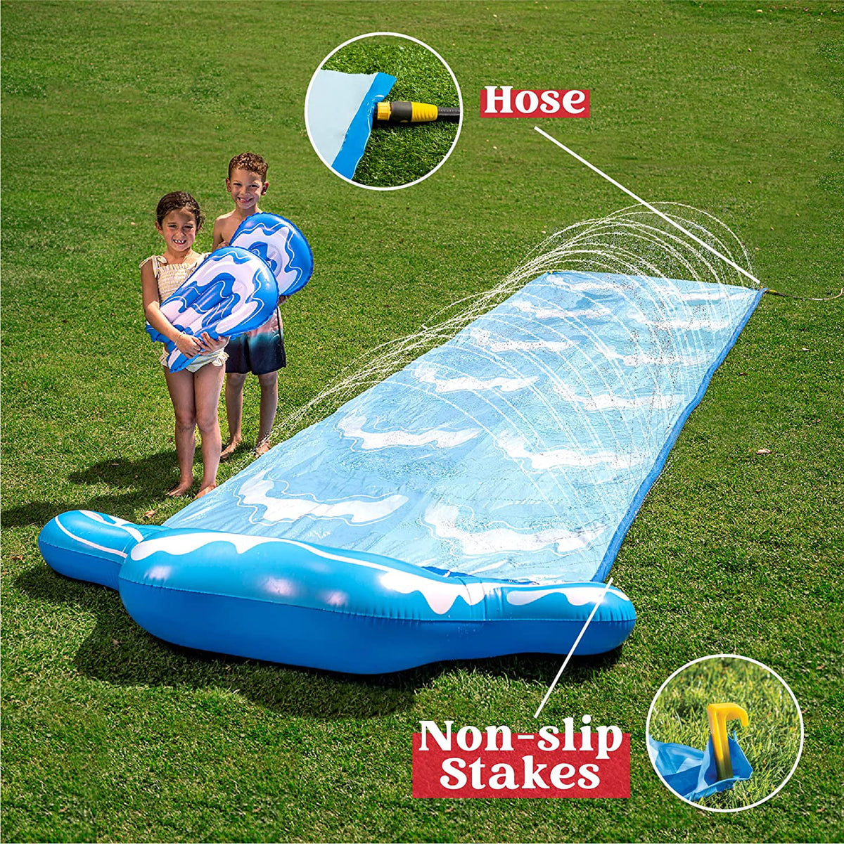20ft Slip and Slide with 2 Boogie Boards and 2 Racing Lanes Y3643