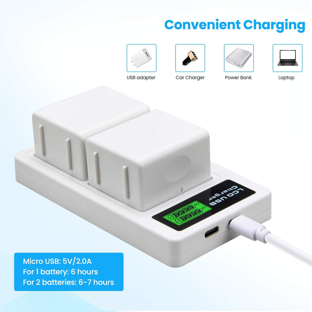 2-Pack Rechargeable Batteries and LCD Dual Charger 3.85V 4800mAh E5231
