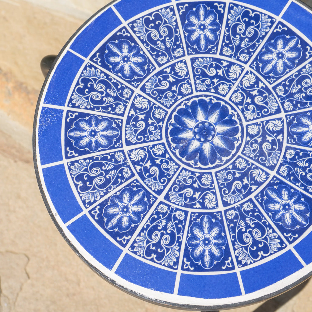 Outdoor Ceramic Tile Side Table with Iron Frame Z10292