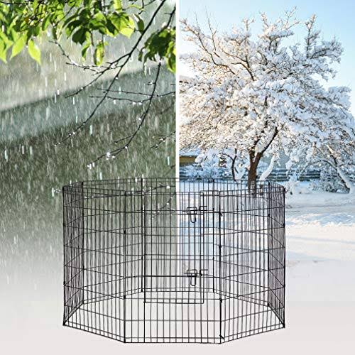 8 Panel 42-Inch Black Dog Playpen K127683