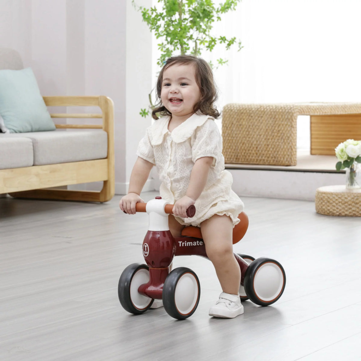 Wine Red 4 Wheels Baby Walker Balance Bike G1538