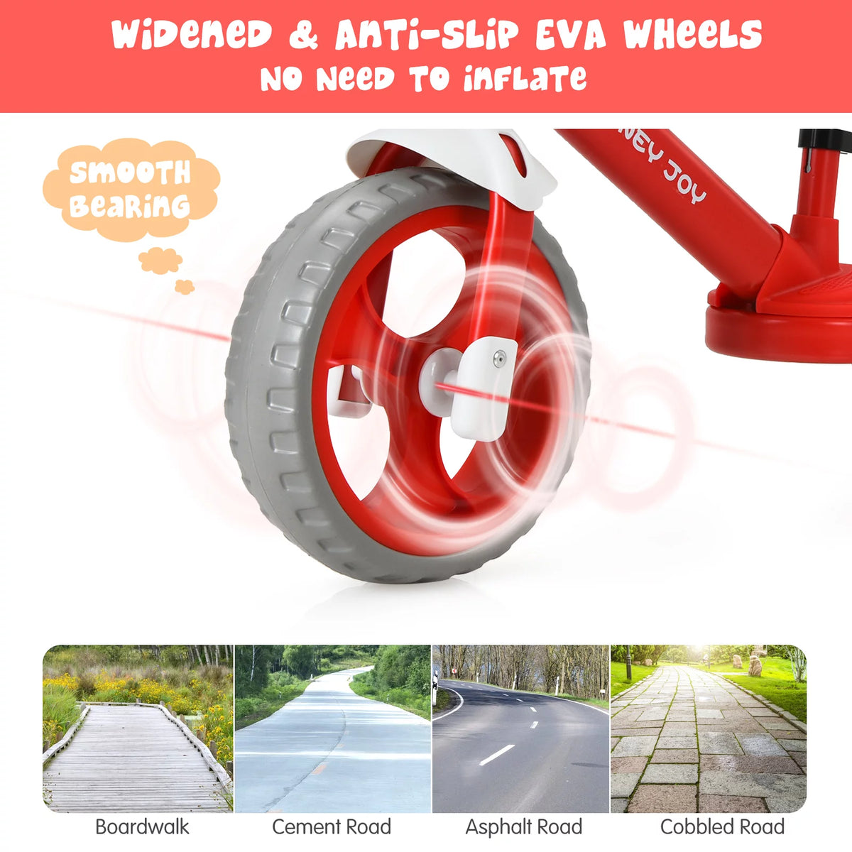 Kids Balance Bike with Feetrests Red D1859