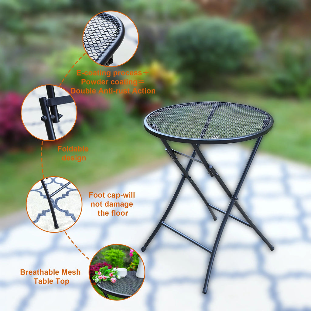 3 Pieces Metal Folding Bistro Set S660992