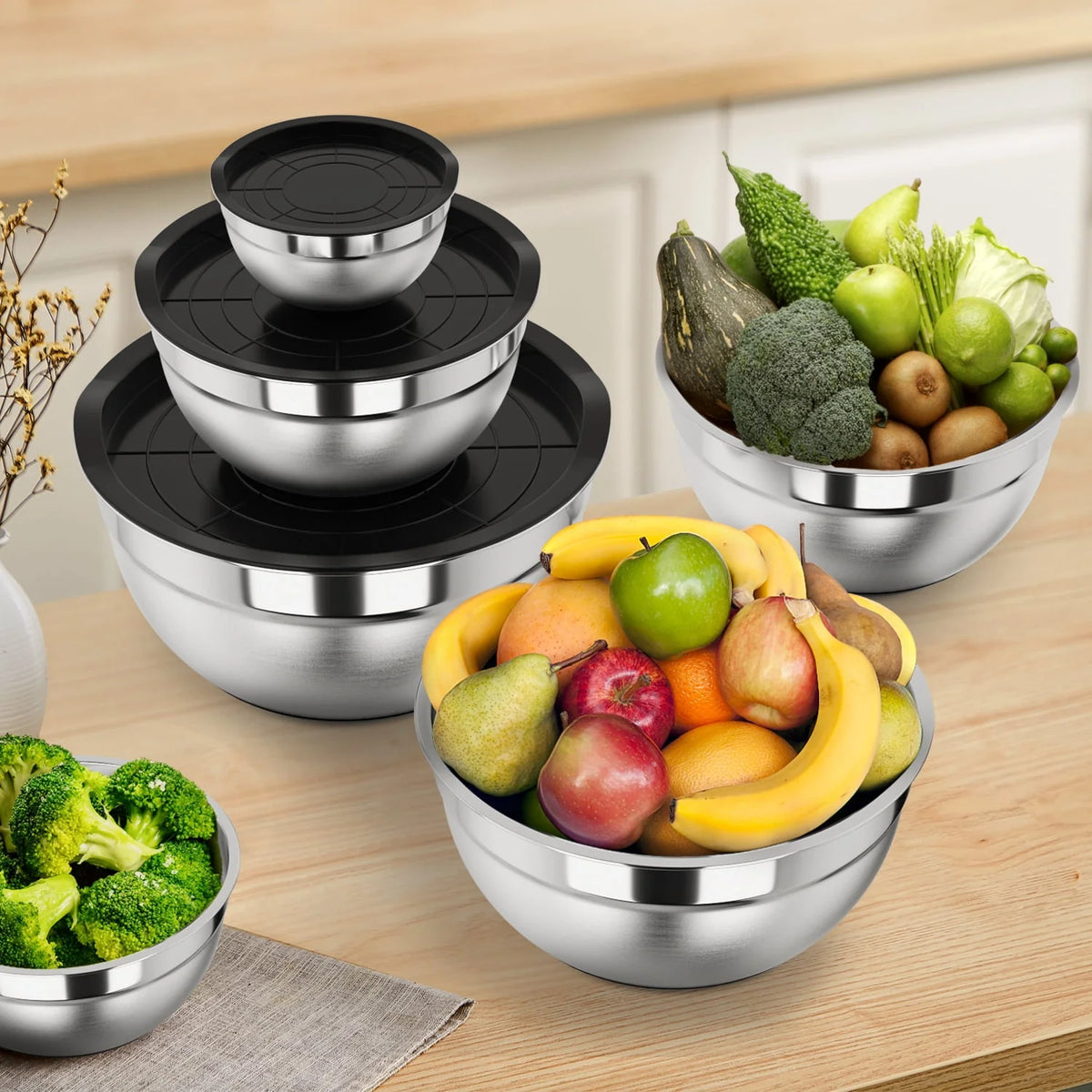 20 Pcs Stainless Steel Mixing Bowls Set with Lids L577