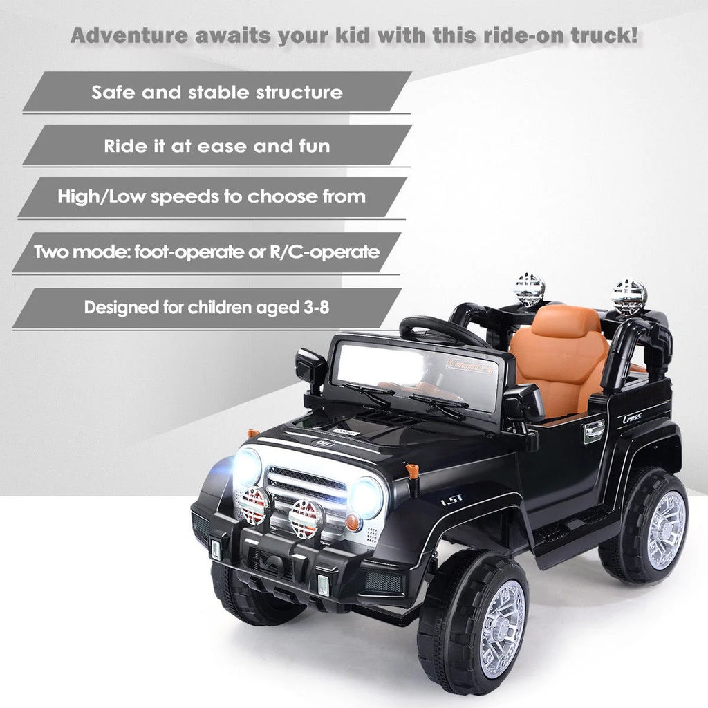 12V Kids Ride On Truck with LED Lights Green Q87682