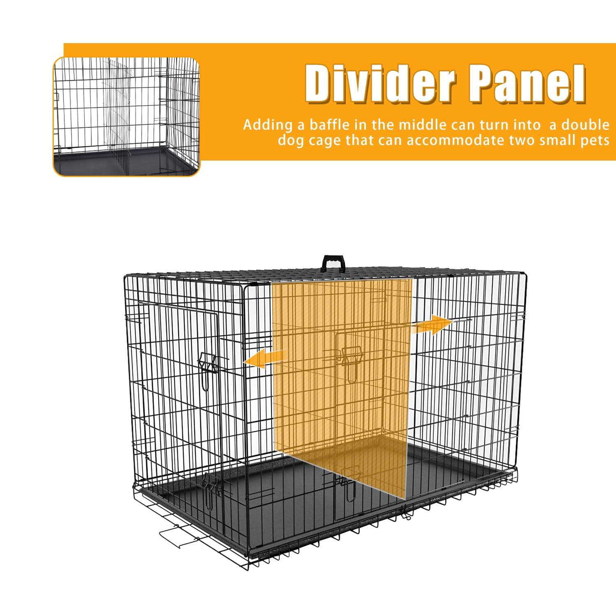 Large Dog Crate with Divider and Double Door U86691