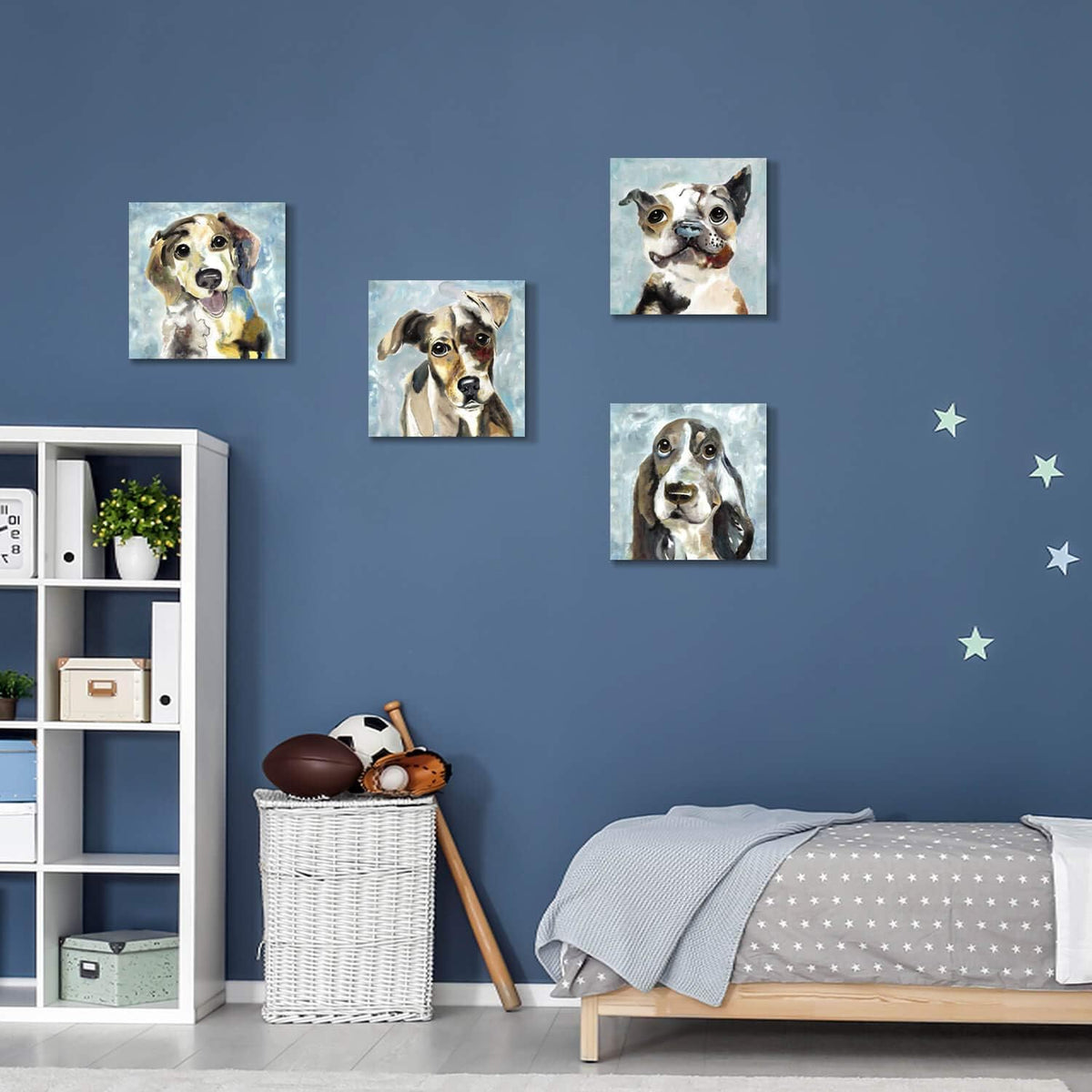 Abstract Dog Canvas Print 16'' x 16'' 4 Panels I869