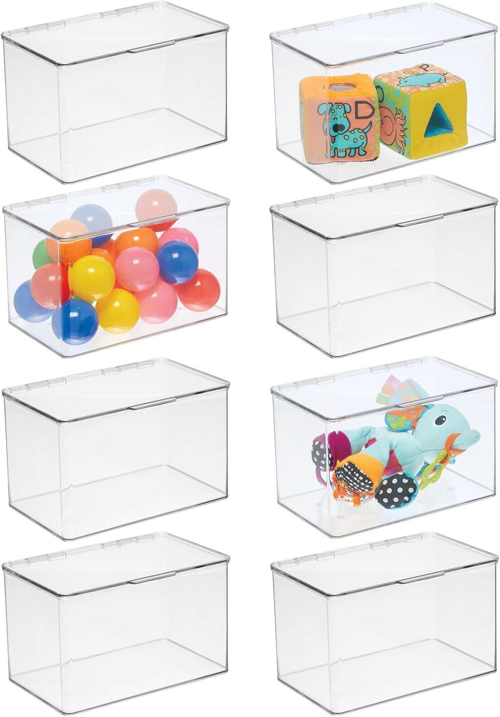 Clear 8 Pack Stackable Plastic Storage Bin with Lid F735264