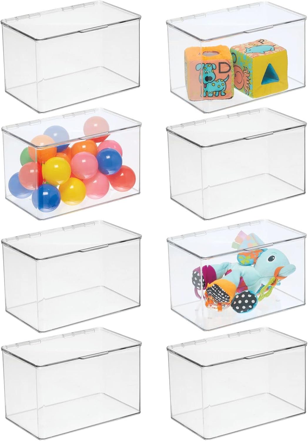 Clear 8 Pack Stackable Plastic Storage Bin with Lid F735264