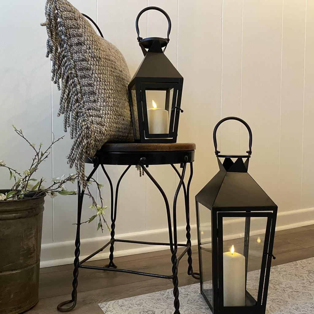 Black Metal LED Flameless Candle Lantern I715289