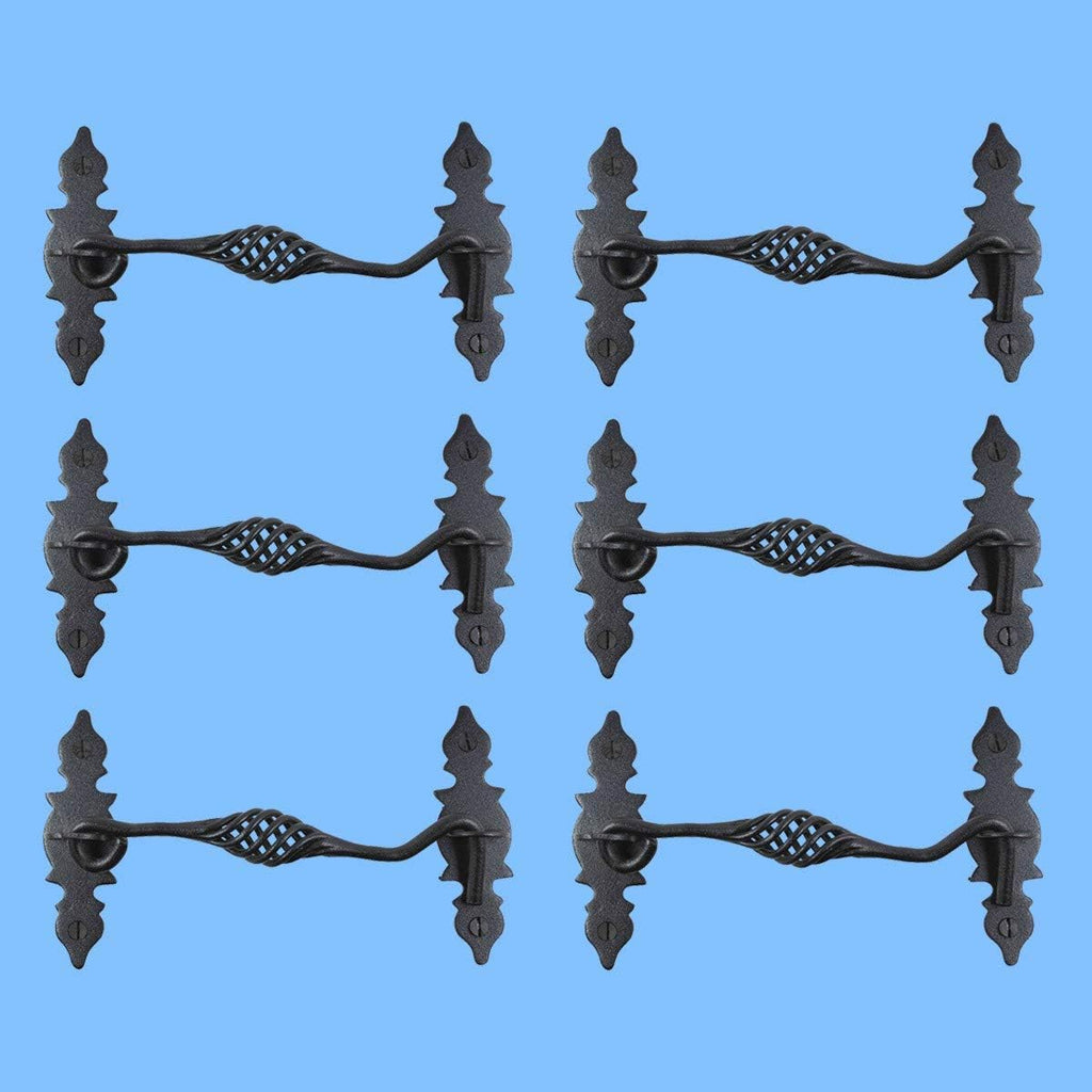 Black Wrought Iron Cabin Hook Eye Latches 6.5 Long Pack of 6 Y589