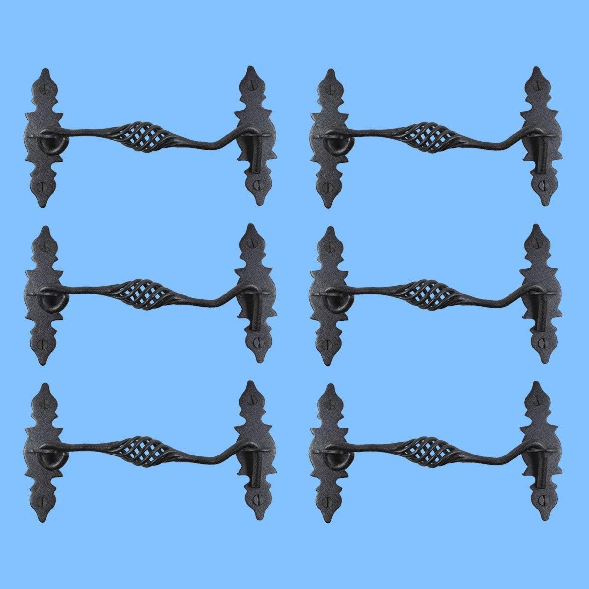 Black Wrought Iron Cabin Hook Eye Latches 6.5 Long Pack of 6 Y589