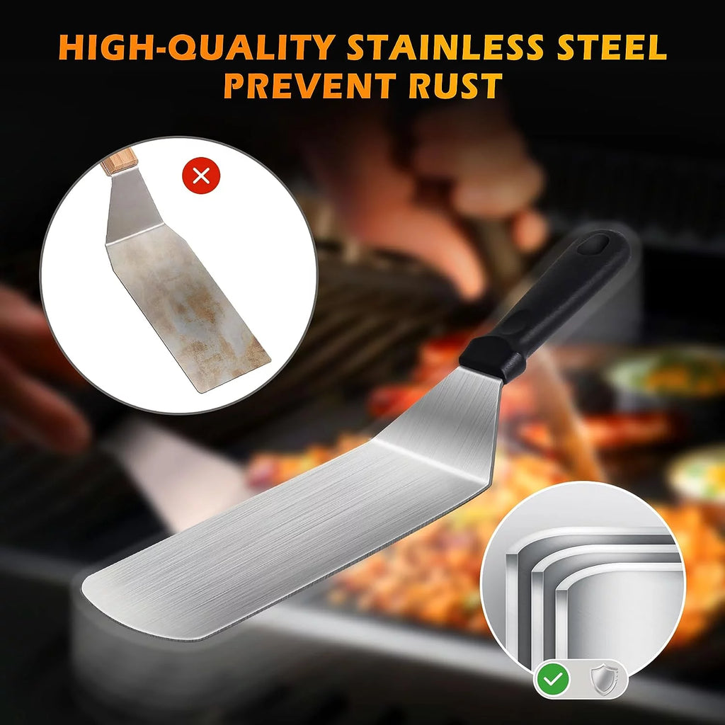 137 Flat Top Grill Accessories Kit with Spatula, Basting Cover, Scraper, Bottle, Tongs, Egg Rings & Carry Bag G752178