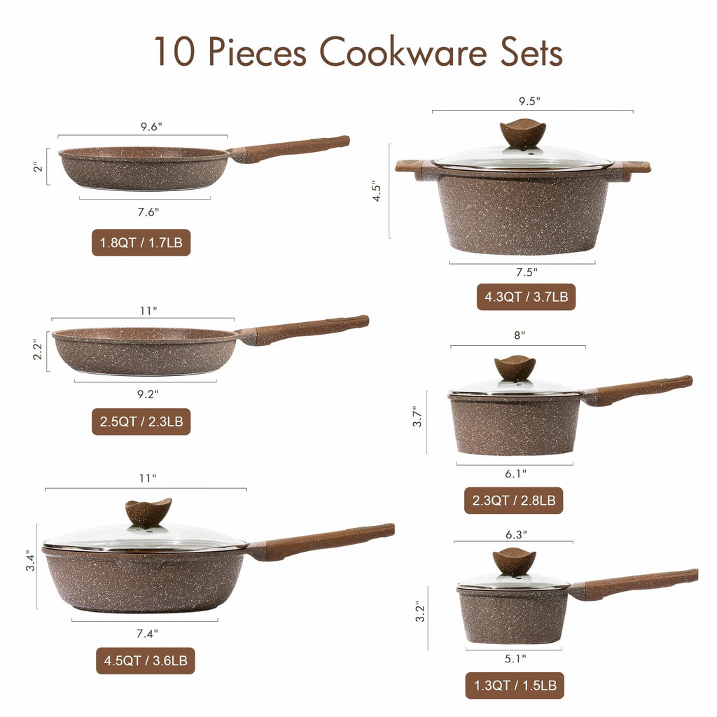 10 Pcs Nonstick Granite Cookware Set F813