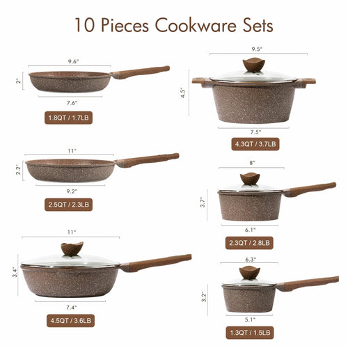 10 Pcs Nonstick Granite Cookware Set F813