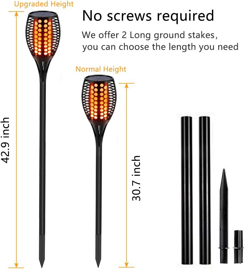43 Flickering Flames Solar Torch Lights Outdoor Waterproof 4-Pack V1252
