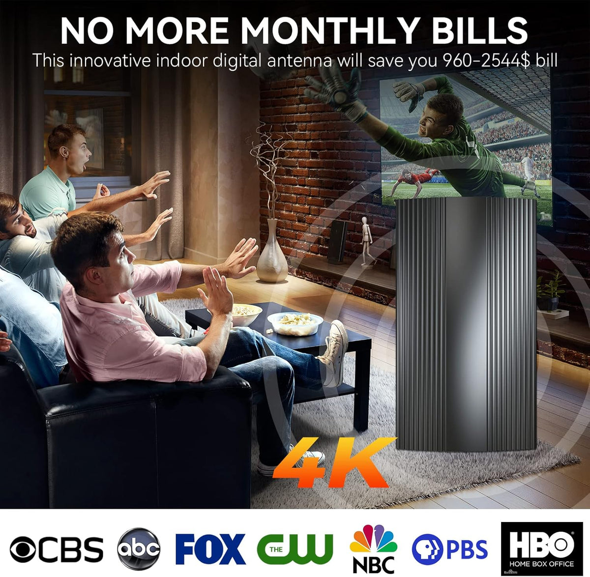 Digital TV Antenna 400 Miles Range Indoor Outdoor 4K 1080P HD with Amplifier Signal Booster G829