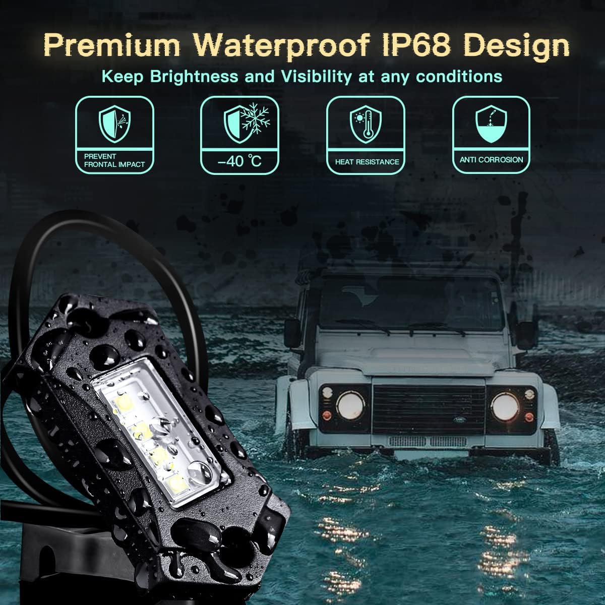 White 8Pods IP68 Waterproof LED Rock Lights M287