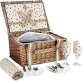 Willow Wicker Picnic Basket Set for 2 Persons with Insulated Cooler Bag E647
