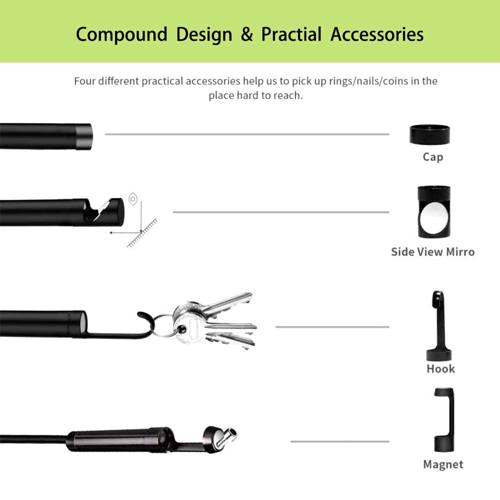 Endoscope Camera with Lights, 1080P HD Borescope Camera 4.3 Inch LCD Screen IP67 Waterproof, 3000mAh Battery, 32GB TF Card N5706