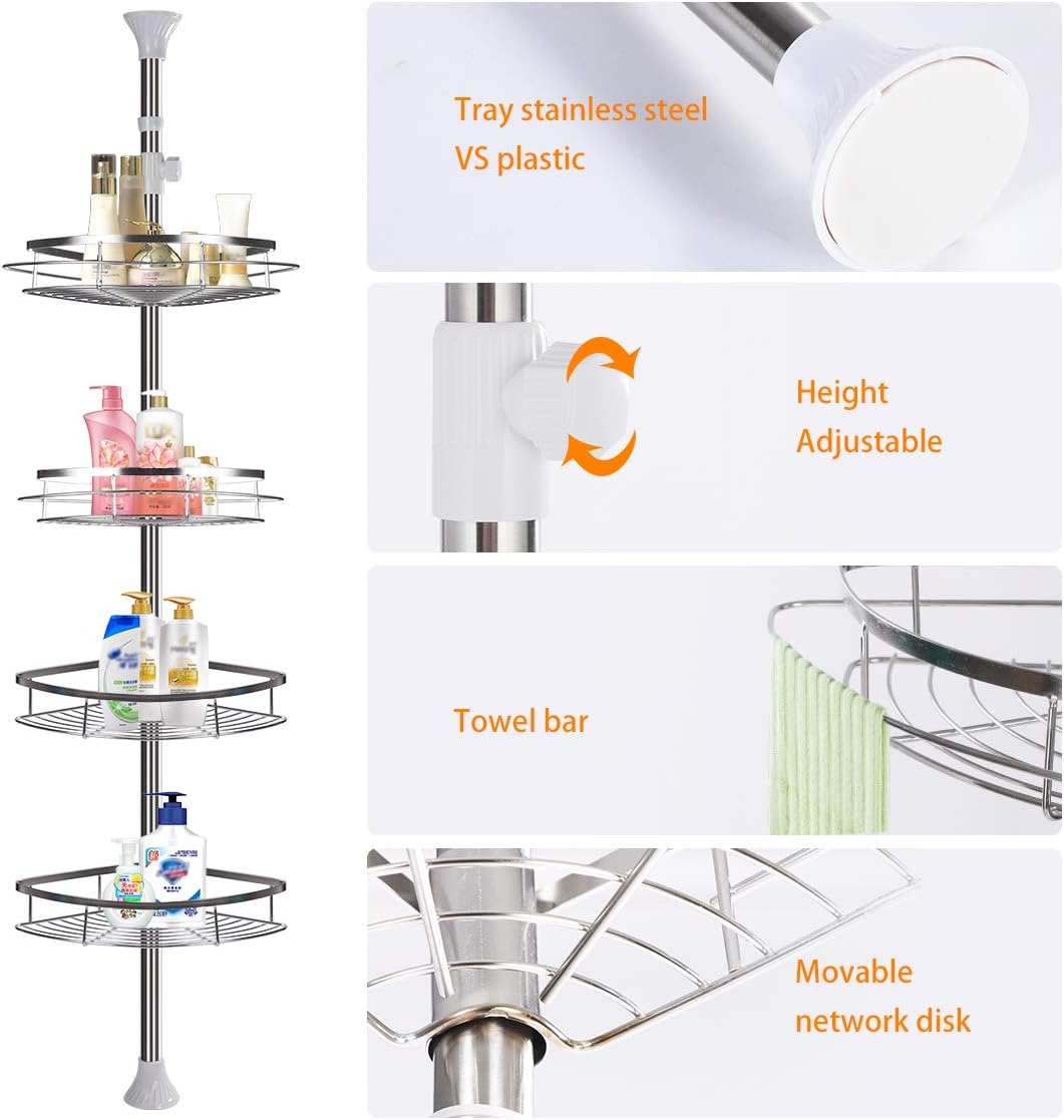 Rustproof Stainless Steel Tension Pole Shower Caddy G2173