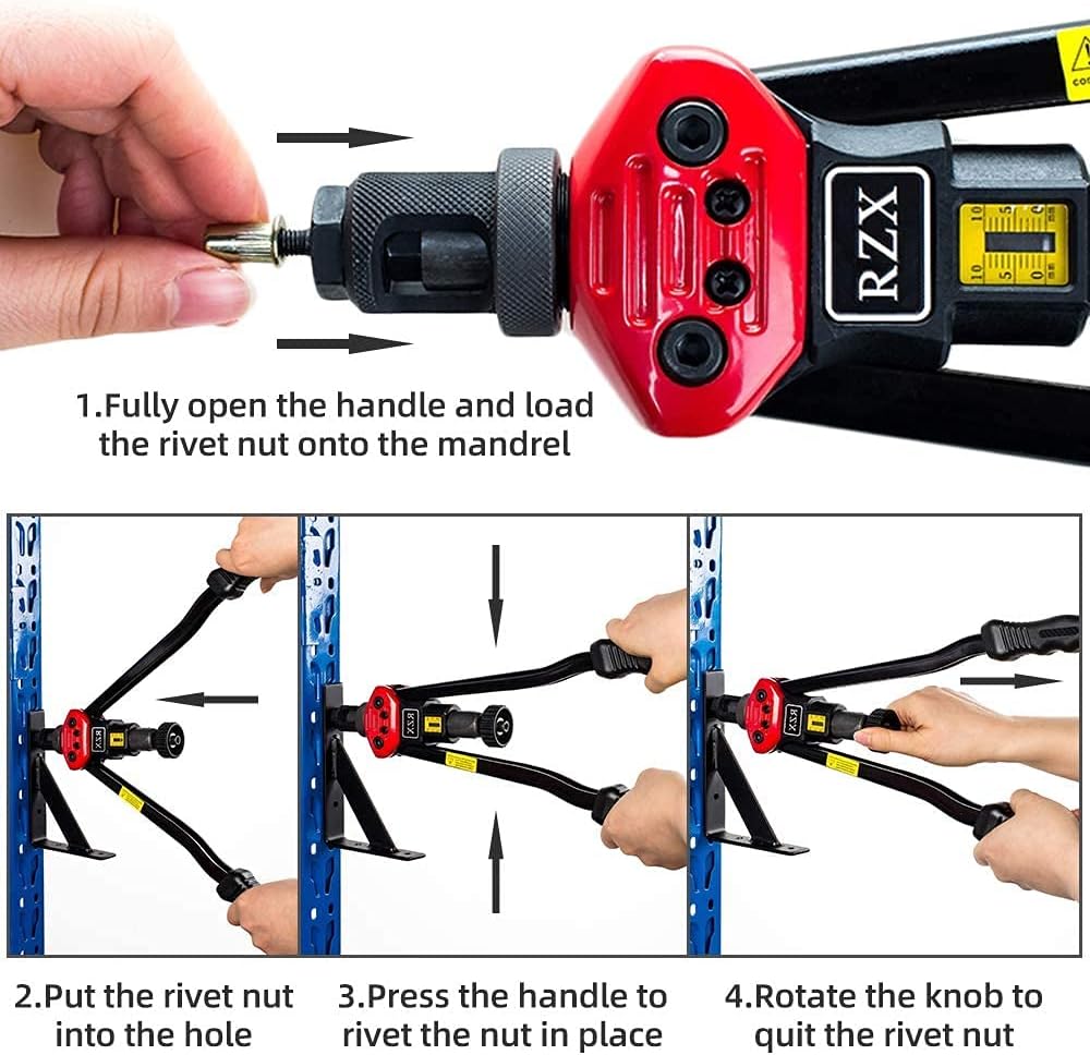 16 Rivet Nut Tool with 12 Mandrels and 115 Pcs Rivets Nuts Y726478