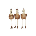 Set of 3 Decorative Resin Sitting Rooster, Brown and White L883077