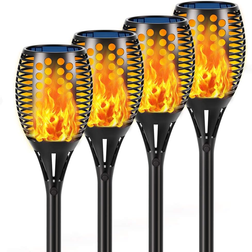 43 Flickering Flames Solar Torch Lights Outdoor Waterproof 4-Pack V1252