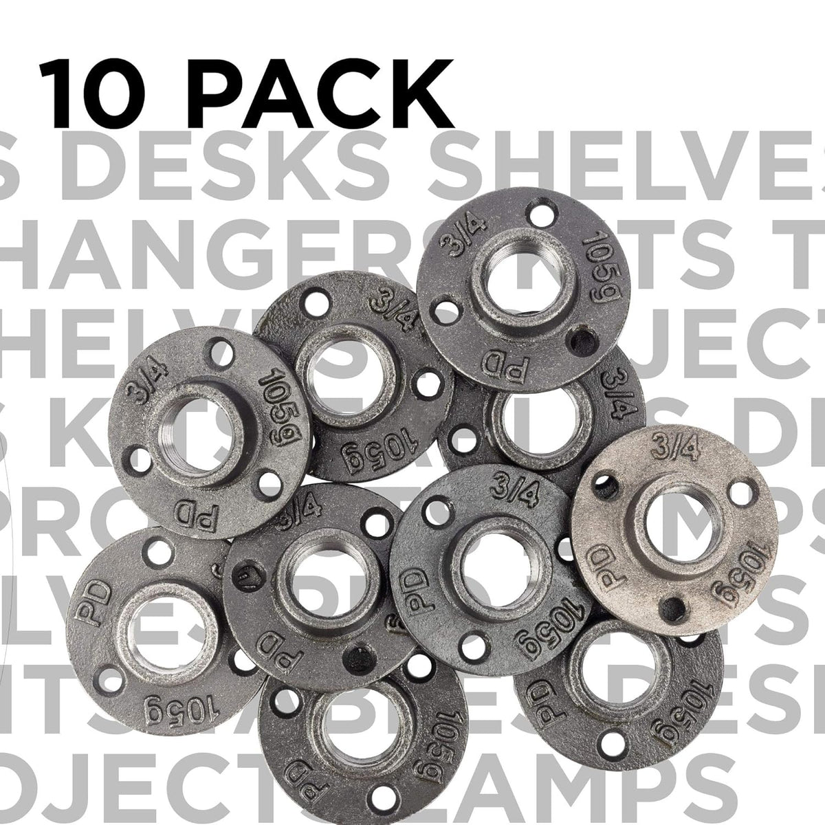 1 Inch Black Malleable Cast Iron Floor Flange 10 Pack B912