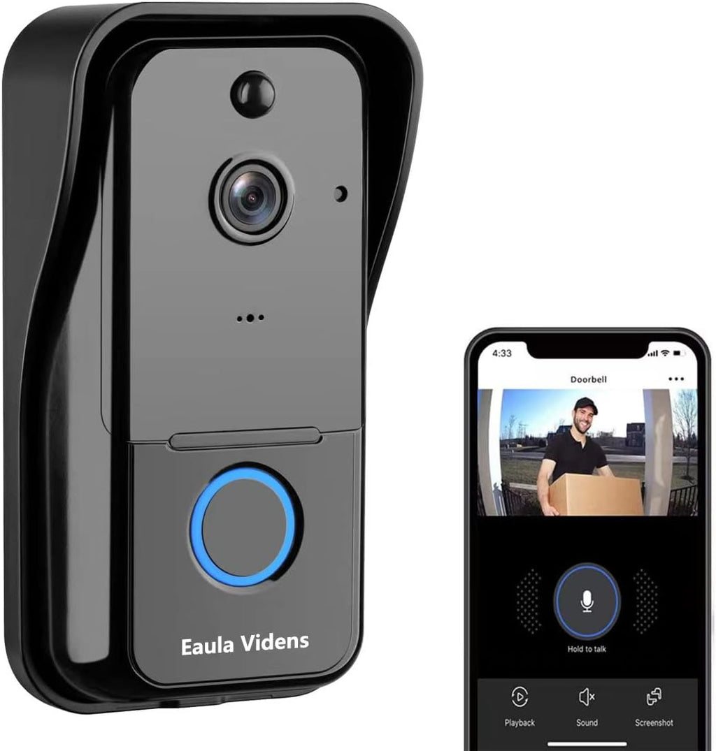 Wireless HD Video Doorbell Camera IP65 Waterproof Night Vision Black Pack of 2 V65732